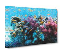 Coral Reef And Fish Vol.1 Canvas Print | Gallery Wrapped 30mm Frame Wall Art | 30x20 inches | Ready to Hang | Modern Animals Picture | Living Room Bedroom Lounge Office