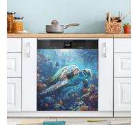 Coral Reef and Turtle Dishwasher Sticker Magnet Cover Decorative Refrigerator Magnetic Decals Cute Kitchen Appliance Decor 23 x 26 Inches