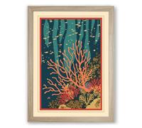 Coral Reef Ascendant Coastal Framed Wall Art Print A3 (42×29.7cm) Oak, Wall Decor for Living Room, Bedroom, Office & Home, Ready to Hang, Art Gift