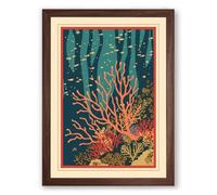 Coral Reef Ascendant Coastal Framed Wall Art Print A3 (42×29.7cm) Walnut, Wall Decor for Living Room, Bedroom, Office & Home, Ready to Hang, Art Gift
