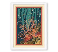 Coral Reef Ascendant Coastal Framed Wall Art Print A3 (42×29.7cm) White, Wall Decor for Living Room, Bedroom, Office & Home, Ready to Hang, Art Gift
