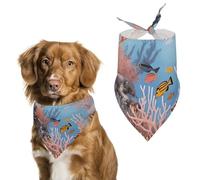 Coral Reef Dog Bandanas for Feeding Grooming, Triangle Pet Bibs Washable Pets Scarf for Cats & Dogs