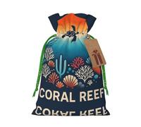 Coral Reef Drawstring Gift Bags Small Item Treats Wrapping Storage Bags Christmas Birthday Party Holiday