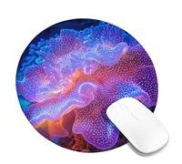 Coral Reef Fantasy RGB Mouse Pad with Underwater Pattern, Non-Slip, Washable Mousepad for Home and Office, Round, 8" x 8"