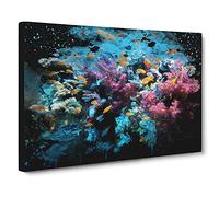Coral Reef Fish Modern CB Canvas Print | Gallery Wrapped 30mm Frame Wall Art | 24x16 inches | Ready to Hang | Modern Animals Picture | Living Room Bedroom Lounge Office