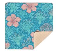 Coral-Reef Garden Pattern Soft Foam Baby Gym & Activity Mat for Indoor Outdoor Non-Toxic Padded Baby Mat for Baby Kids Toddlers Infants, 50'' x 50''