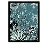 Coral Reef Life Aquatic Blue Landscape Design Framed Art Print Artery8 Blue A4