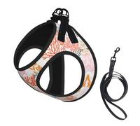 Coral Reef Print Dog Harness Small Sized And Leash Set, Step In Soft Light Puppy Vest Breathable Mesh Pet Harness