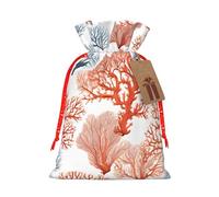 Coral Reef Print Drawstring Bags Burlap Gifts Bag With Drawstring Gift Bags For Wedding/Party/Festival/Storage