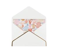 Coral Reef Print Horizontal Gold-Edged Pearl Greeting Card W/Envelope-Holiday,Birthday,Anniversary,Party(2pcs)