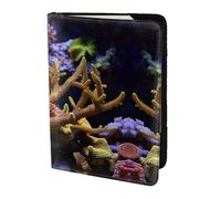 Coral Reef print Leather Card Case Travel Accessories Passport Holder Cover Wallet for Women Men, Black, One Size