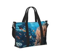 Coral Reef Print Travel Hand Bag Foldable Weekend Getaways Gym Sports Trip Daily Use Camping Tote