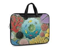 Coral Reef PU Leather Laptop Tote Bag | Water Resistant Notebook Carrying Case with Handheld Strap, Computer Protector for Business Commute Daily Office Use