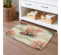 Coral Reef Quick Dry Bath Mat, Elegant Oceanic Waves Absorbent Non Slip Shower Mat, Nature Memory Foam Washable Bath Rugs for Bathroom Toilet Restroom Decorative 20x32 Inch
