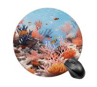 Coral Reef Round Mouse Pad 7.8 Inch, Portable Gaming Mouse Mat with Non-Slip Rubber Base & Smooth Surface, Waterproof Mousepad for PC, Laptop, Computer, Office, Home
