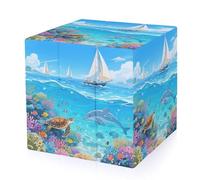 Coral Reef Sea Magic Cube,The Original 3x3 Cube,Speed Cube Problem-Solving Brain Teaser,Easy Turning Sensory Puzzle Toy,Sensory Stress Relief Form Fidget Toys