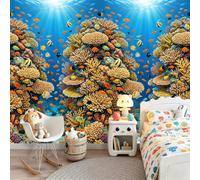 Coral Reef Tropical Fish Decorative Wallpaper, 200 x 140 cm | Ocean Nature Non-woven Wall Mural for Home Office Wall - elevate the style of a space or conceal cracksColorful