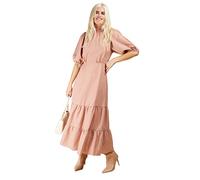 Coral Rose Gingham Tiered Midi Dress