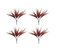 Coral Roses Artificial Flowers Decorative Plastic Material Long Term Use Shrub Fern Potted 4/ 12pc Artificial Flowers for Wreath Making (A, One Size)