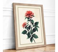 Coral Roses in Bloom Botanical Framed Wall Art Print A3 (42×29.7cm) Oak, Wall Decor for Living Room, Bedroom, Office & Home, Ready to Hang, Art Gift