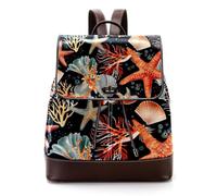 Coral Sea Star Conch Ocean Pattern Women Backpack, Small Travel Flap Rucksack Handbag Causal Daypack for Ladies Girls
