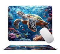 Coral Sea Turtle Mouse Mat 20 x 15 cm Ultra Thin, with Stitched Edges Office Mouse Pad, Non-Slip Rubber Base, Waterproof & Washable, Desk Accessories, Aesthetic Design Mousepad 200x150mm s0z-85