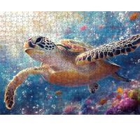 Coral Sea Turtle Puzzle - 5000 Piece Jigsaw Puzzles for Adults - The Back Features Printed Letter Guides - The Pieces fit Together Snugly - Wooden Puzzles for Adults - Gifts Man 61.6 X 41.5 In s7h-92