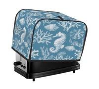 Coral Seahorse Starfish Shells Toaster Cover 4 Slice Toaster Cover, Dust Cover Kitchen Small Appliance Cover Women Gift