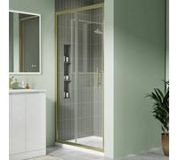 Coral Sliding Shower Door Brushed Brass 6mm Glass 1000X1900mm