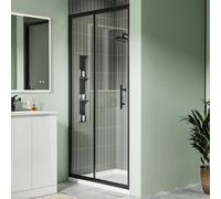 Coral Sliding Shower Door Matt Black 6mm Glass 1000X1900mm