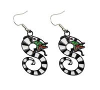 Coral Snake Dragon Earrings, Halloween Earring Oil Dripping Fashionable Gothic Snake Shaped Earrings for Women Hoop Halloween Cosplay Costume Jewelry Gifts