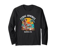 Coral Springs Florida Funny Skeleton in The Hot Sun Design Long Sleeve T-Shirt