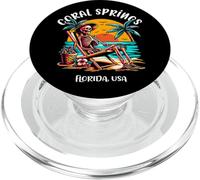 Coral Springs Florida Funny Skeleton in the Hot Sun Design PopSockets PopGrip for MagSafe