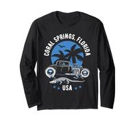 Coral Springs Florida Sunset Hotrod Alligator Design Long Sleeve T-Shirt