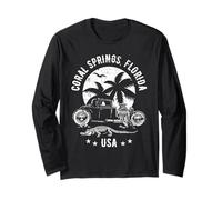 Coral Springs Florida Sunset Hotrod Alligator Design Long Sleeve T-Shirt