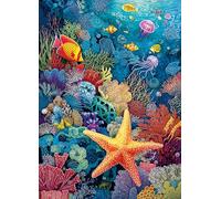 Coral Starfish Jigsaw Puzzles 1000 Pieces for Adults -Challenging Summer Tropical Ocean Coral Jellyfish Art, Premium Matte Finish, 27.56 x 19.68 Inches, Perfect for Game Nights