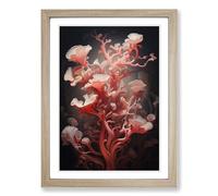 Coral Symbolism Framed Print | A2 Oak Framed Wall Art | Ready to Hang | Modern Nature Picture | Living Room Bedroom Lounge Office