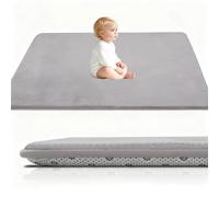 Coral Velvet Baby Play Mat, 3CM Thick Baby Crawling Mat Nursery Rug for Crawling & Playing for Bedroom, Kids Room, Nursery 120 x 120 cm Silver Grey Babies Mats for Floor Play with Non-slip Backing