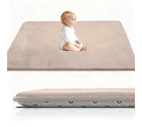 Coral Velvet Baby Play Mat, 3CM Thick Baby Crawling Mat Nursery Rug for Crawling & Playing for Bedroom, Kids Room, Nursery 100 x 200 cm Light Brown Babies Mats for Floor Play with Non-slip Backing