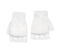 Coral Velvet Knitted Warm Convertible Flip Mittens Top Fingerless Women Winter Gloves Women Gloves Mittens Knitted Flip Half Finger Gloves (White, One Size)