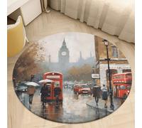 Coral Velvet Round Area Rug 2.5' Non-Slip TPR Backing Carpet 0.2 Inch Low Pile London Impression Door Mat Washable Decorative Floor Rug for Bathroom Kitchen Entryway Home Decor Aesthetic Farmhouse