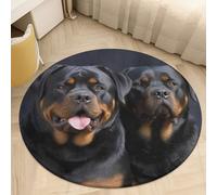Coral Velvet Round Area Rug 2' Non-Slip TPR Backing Carpet 0.2 Inch Low Pile Rottweiler Wallpaper Door Mat Washable Decorative Floor Rug for Bathroom Kitchen Entryway Home Decor Aesthetic Farmhou
