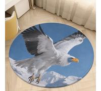 Coral Velvet Round Area Rugs for Bedroom 2.5' Thin 0.2" Non Slip Low Pile Circle Condor on The Snow Mountain Bath Rug Absorbent Front Door Mat Plush Floor Carpet for Entryway Dorm Home Decor