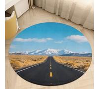 Coral Velvet Round Area Rugs for Bedroom 2.5' Thin 0.2" Non Slip Low Pile Circle Highway in The Desert Bath Rug Absorbent Front Door Mat Plush Floor Carpet for Entryway Dorm Home Decor