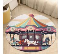 Coral Velvet Round Area Rugs for Bedroom 2' Thin 0.2" Non Slip Low Pile Circle Carousel Bath Rug Absorbent Front Door Mat Plush Floor Carpet for Entryway Dorm Home Decor