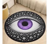 Coral Velvet Round Area Rugs for Bedroom 2' Thin 0.2" Non Slip Low Pile Circle Evil Eye Bath Rug Absorbent Front Door Mat Plush Floor Carpet for Entryway Dorm Home Decor