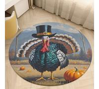 Coral Velvet Round Cool Turkey Area Rug 2.5Ft Welcome Door Mat with Non Slip TPR Backing Low Pile Stain Resistant Thin Indoor Carpet Floor Rug for Bathroom Kitchen Entryway Home Decor