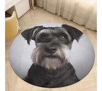 Coral Velvet Round Cute Schnauzer Area Rug 2ft Welcome Door Mat with Non Slip TPR Backing Low Pile Stain Resistant Thin Indoor Carpet Floor Rug for Bathroom Kitchen Entryway Home Decor