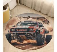 Coral Velvet Round Desert Trail Running Area Rug 2Ft Welcome Door Mat with Non Slip TPR Backing Low Pile Stain Resistant Thin Indoor Carpet Floor Rug for Bathroom Kitchen Entryway Home Decor