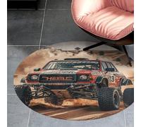 Coral Velvet Round Desert Trail Running Area Rug 3Ft Welcome Door Mat with Non Slip TPR Backing Low Pile Stain Resistant Thin Indoor Carpet Floor Rug for Bathroom Kitchen Entryway Home Decor